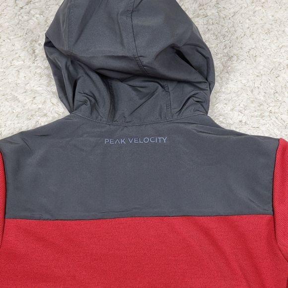 Peak Velocity Sport Jacket Mens S Red Hooded Logo Long Sleeve Track Hiking - Picture 7 of 10
